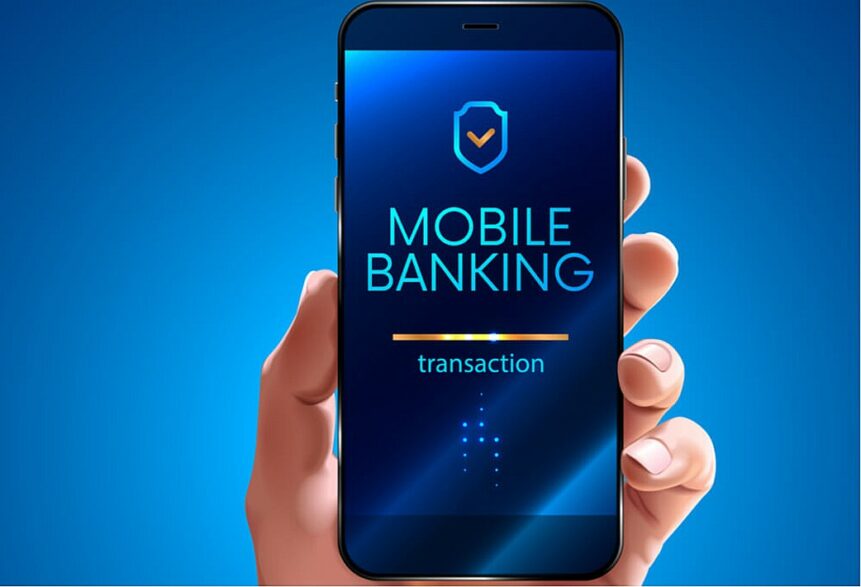 celular com logo de mobile banking na tela