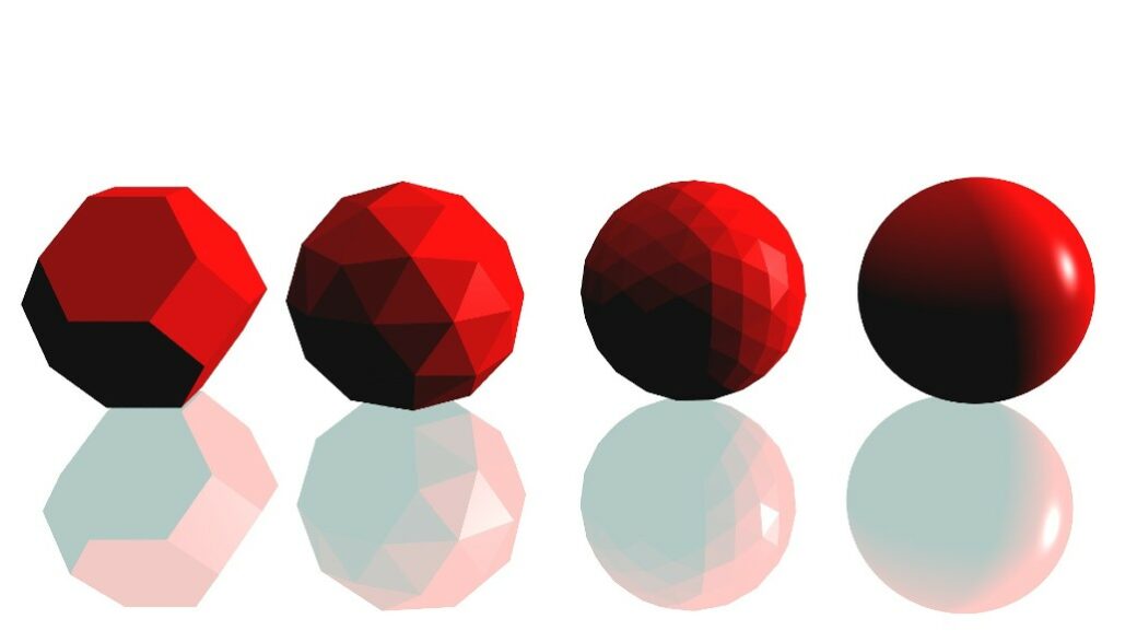 sólidos vermelhos de formato irregular são lapiados até chegar à esfera